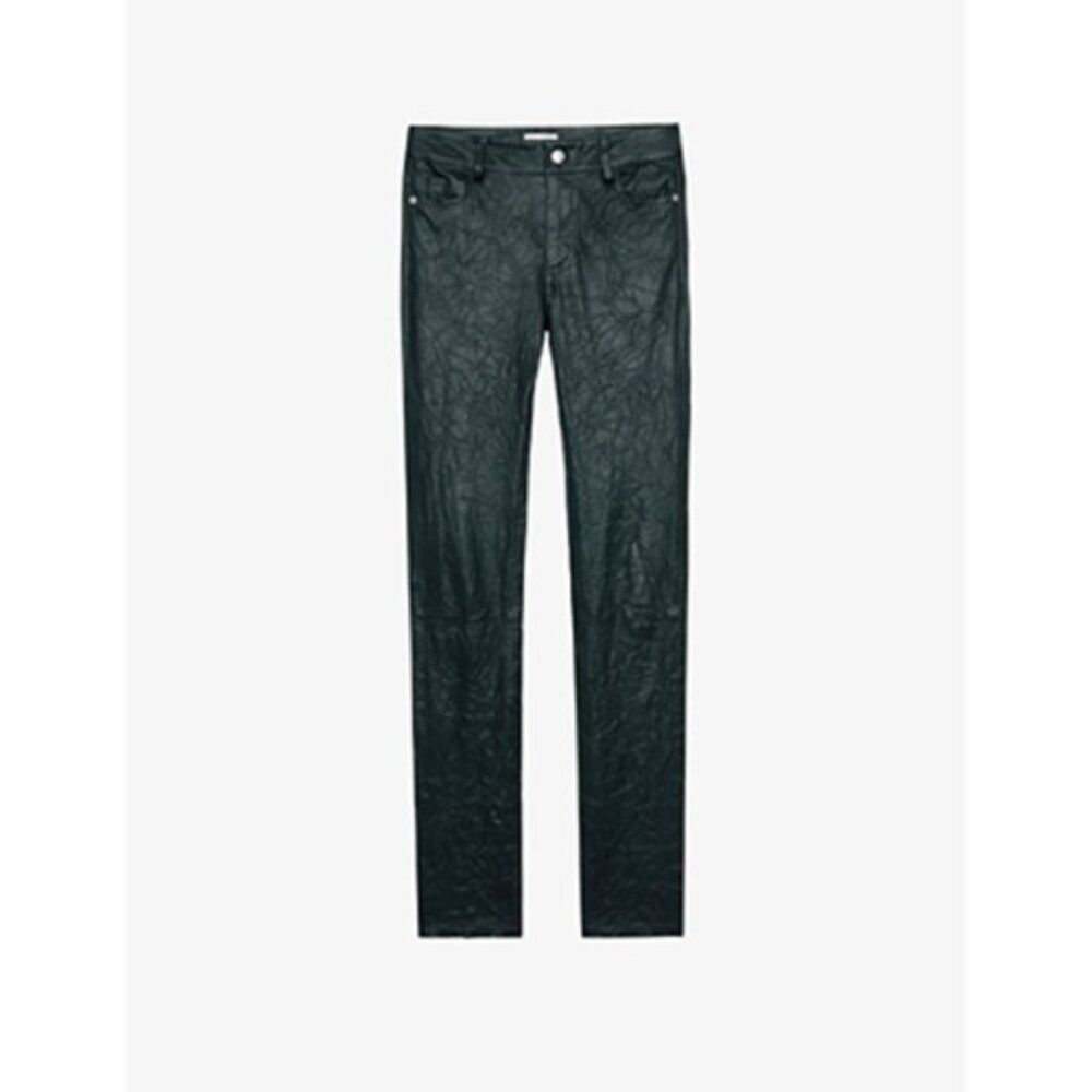 Zadig & Voltaire Phlame Crinkled Leather Pants Green ( 36 / S )